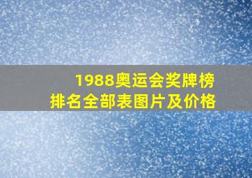 1988奥运会奖牌榜排名全部表图片及价格