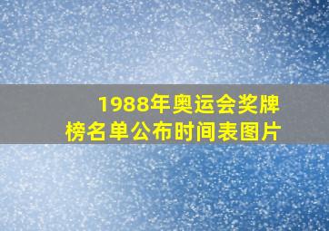 1988年奥运会奖牌榜名单公布时间表图片