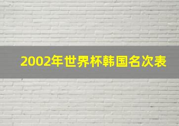 2002年世界杯韩国名次表