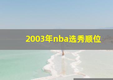 2003年nba选秀顺位