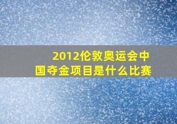 2012伦敦奥运会中国夺金项目是什么比赛