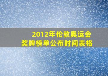 2012年伦敦奥运会奖牌榜单公布时间表格