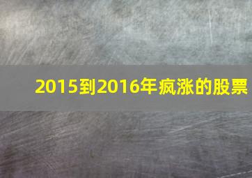 2015到2016年疯涨的股票