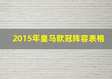 2015年皇马欧冠阵容表格