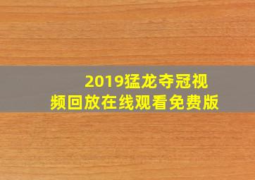 2019猛龙夺冠视频回放在线观看免费版