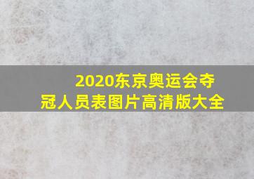 2020东京奥运会夺冠人员表图片高清版大全