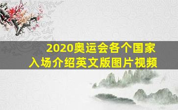 2020奥运会各个国家入场介绍英文版图片视频