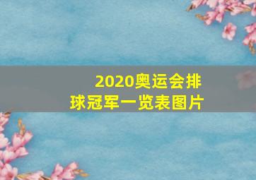 2020奥运会排球冠军一览表图片