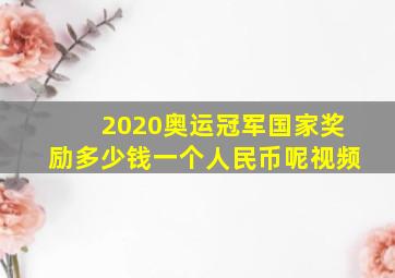 2020奥运冠军国家奖励多少钱一个人民币呢视频