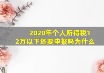 2020年个人所得税12万以下还要申报吗为什么