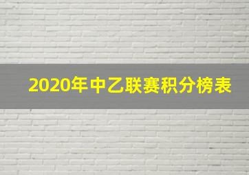 2020年中乙联赛积分榜表