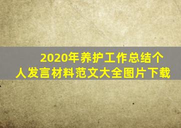 2020年养护工作总结个人发言材料范文大全图片下载