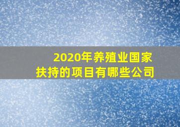 2020年养殖业国家扶持的项目有哪些公司