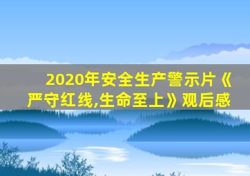 2020年安全生产警示片《严守红线,生命至上》观后感