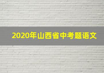 2020年山西省中考题语文