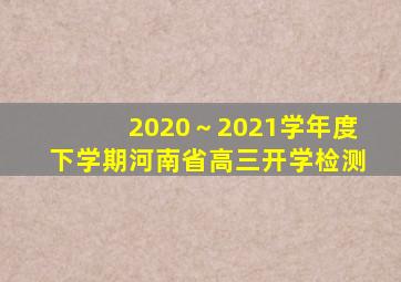 2020～2021学年度下学期河南省高三开学检测