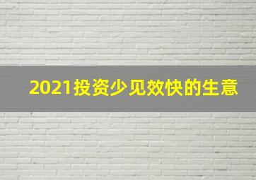 2021投资少见效快的生意