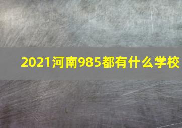 2021河南985都有什么学校