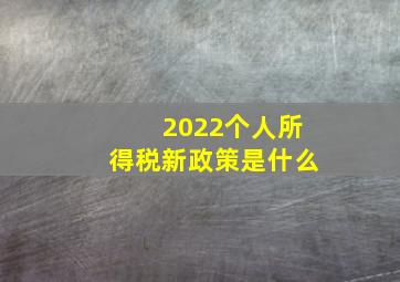 2022个人所得税新政策是什么