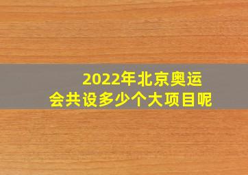 2022年北京奥运会共设多少个大项目呢