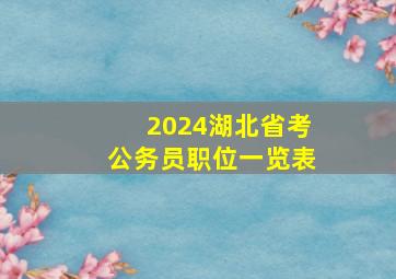 2024湖北省考公务员职位一览表