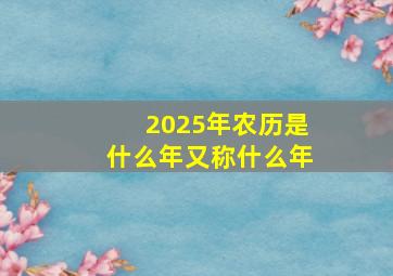 2025年农历是什么年又称什么年