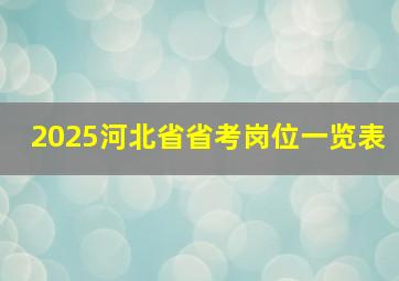 2025河北省省考岗位一览表