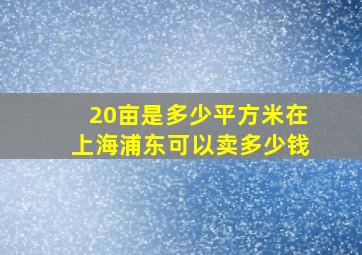 20亩是多少平方米在上海浦东可以卖多少钱