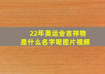 22年奥运会吉祥物是什么名字呢图片视频