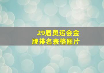 29届奥运会金牌排名表格图片