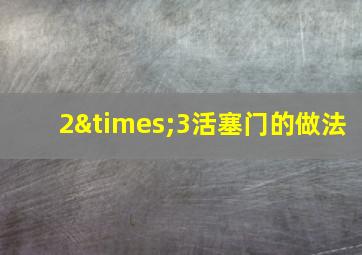 2×3活塞门的做法