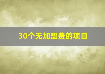 30个无加盟费的项目