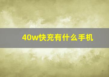 40w快充有什么手机