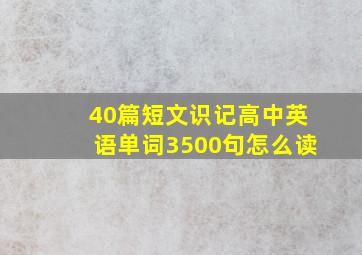 40篇短文识记高中英语单词3500句怎么读