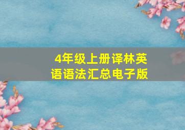 4年级上册译林英语语法汇总电子版