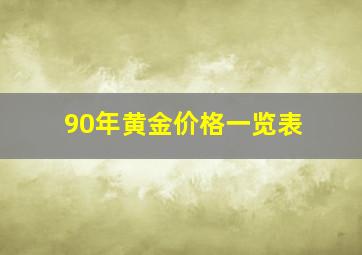 90年黄金价格一览表