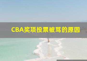 CBA奖项投票被骂的原因