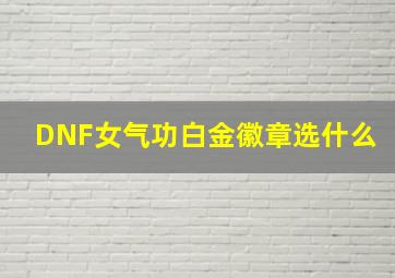 DNF女气功白金徽章选什么