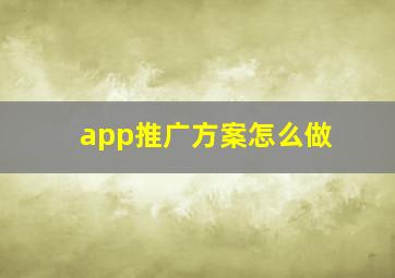 app推广方案怎么做