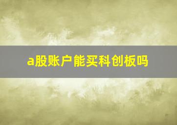 a股账户能买科创板吗