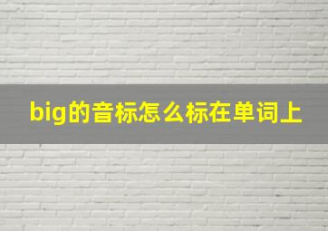 big的音标怎么标在单词上