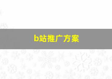 b站推广方案