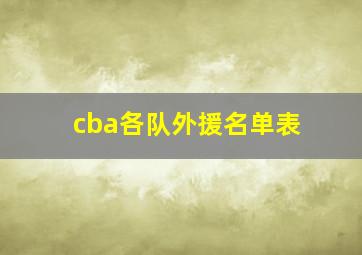 cba各队外援名单表