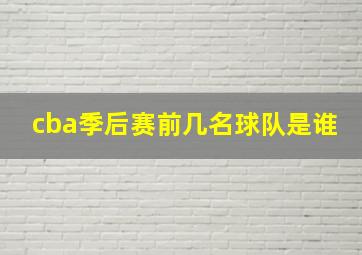 cba季后赛前几名球队是谁