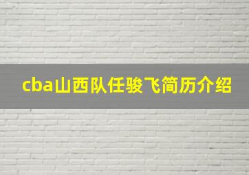 cba山西队任骏飞简历介绍