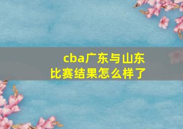 cba广东与山东比赛结果怎么样了