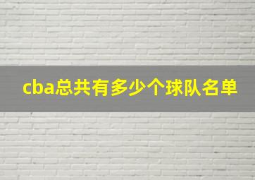 cba总共有多少个球队名单