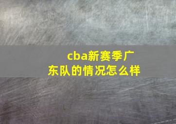 cba新赛季广东队的情况怎么样