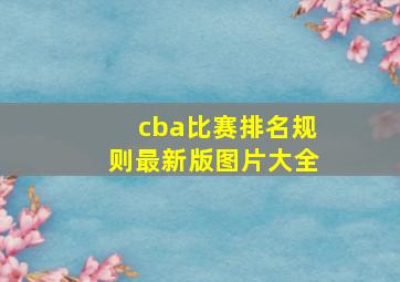 cba比赛排名规则最新版图片大全