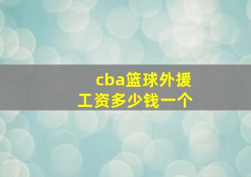 cba篮球外援工资多少钱一个